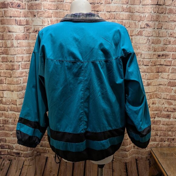 Vintage 90's Mulberry Street Teal and Black Button-Up Jacket Size XL - Picture 7 of 9